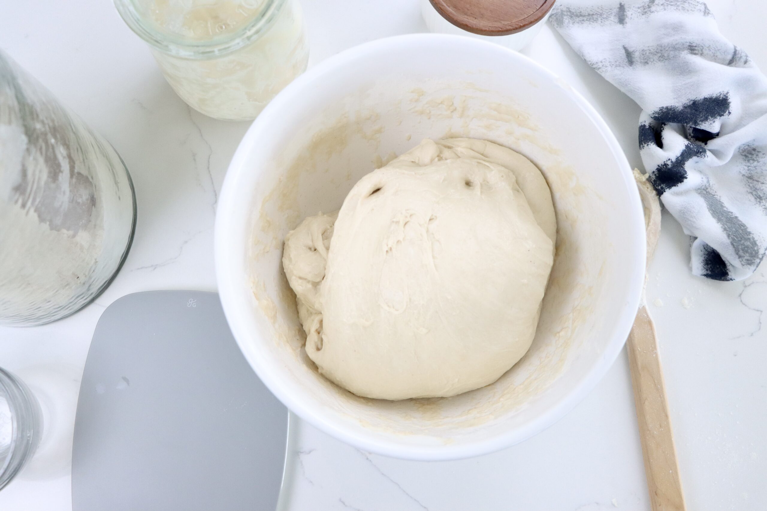 sourdough bread dough in a bowl