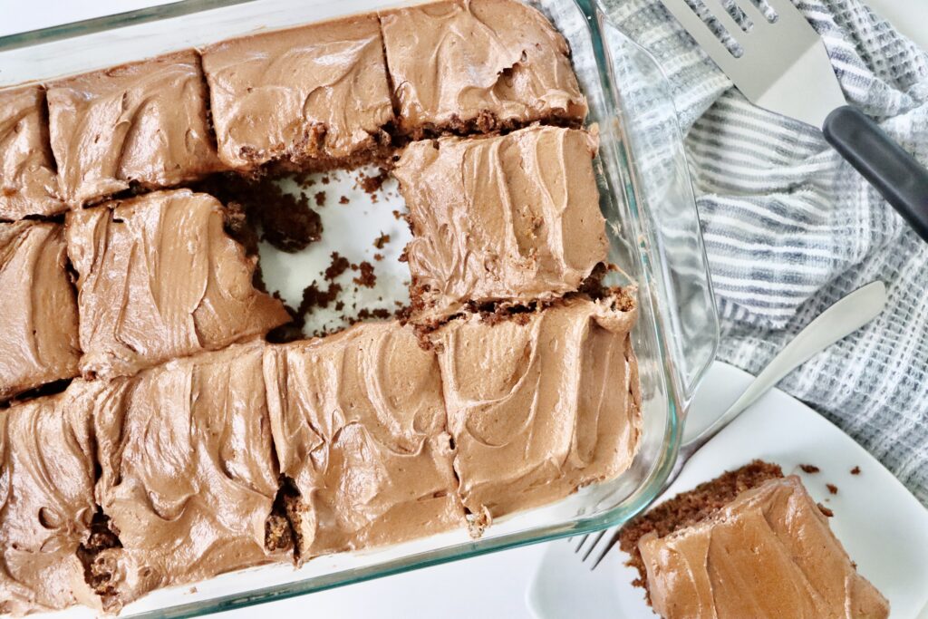 Chocolate Buttercream Frosting on a Chocolate Zucchini Cake