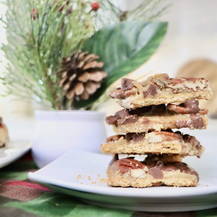 Old-fashioned Natchez Cookies made from scratch with graham crackers, caramel, pecans, and chocolate chips.