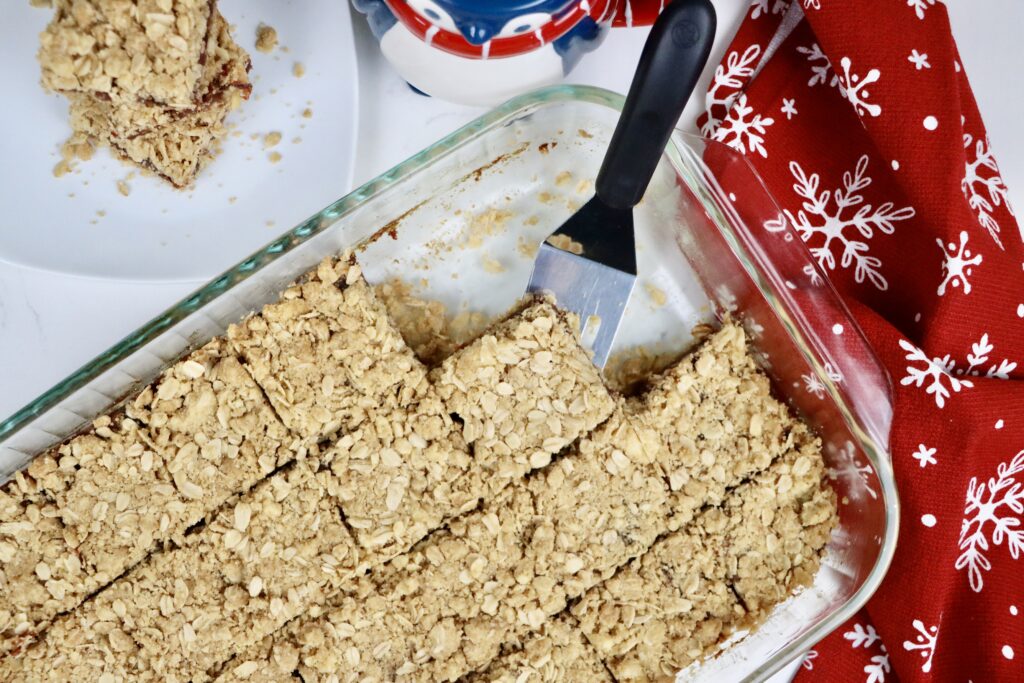 Easy chewy date bars made from scratch with sprouted oats and date filling, perfect for holidays, snacks, or dessert.