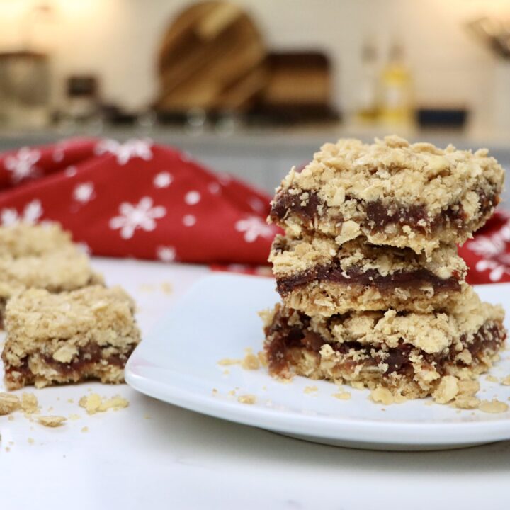 Easy chewy date bars made from scratch with sprouted oats and date filling, perfect for holidays, snacks, or dessert.