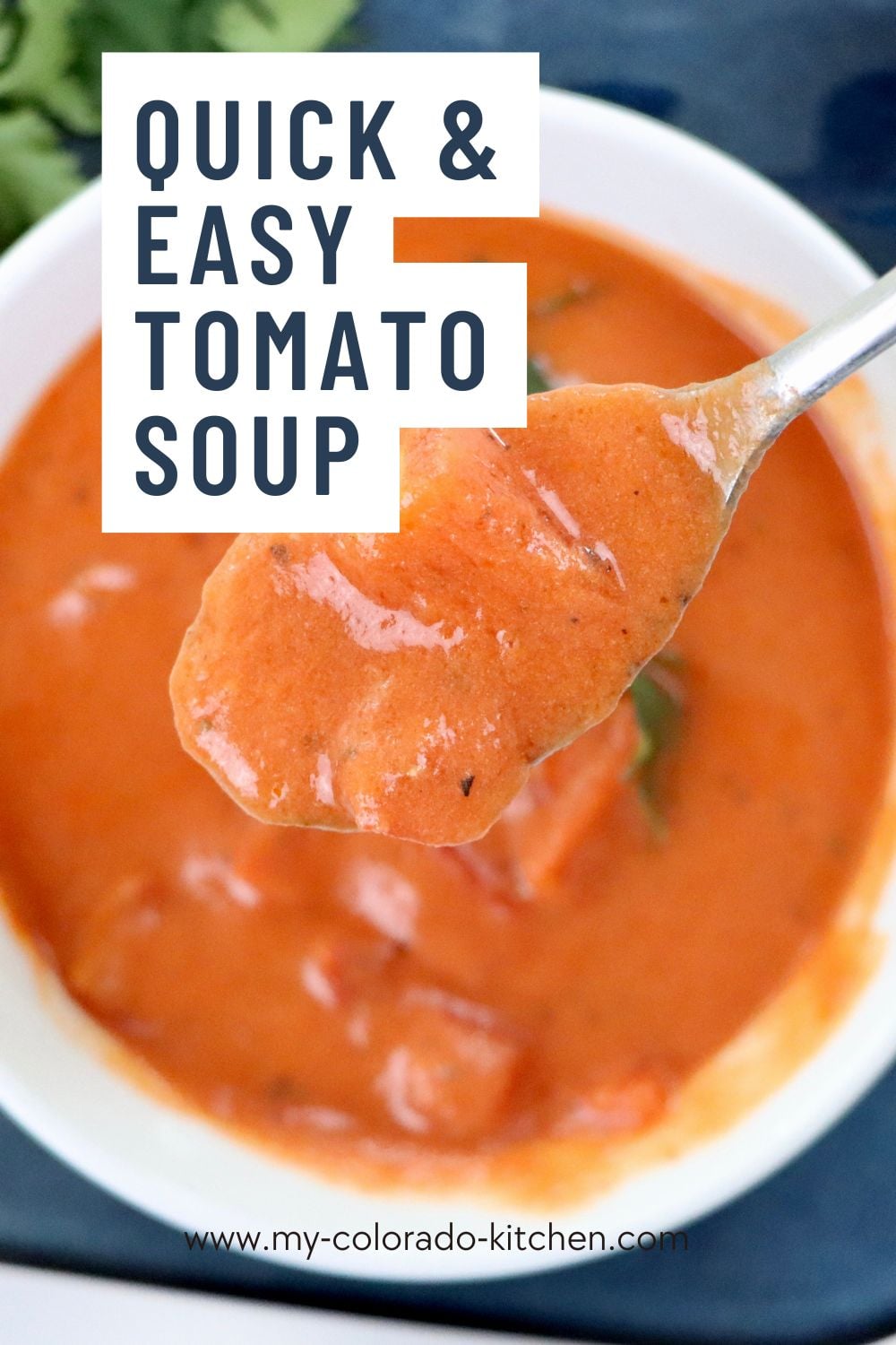 A bowl of creamy homemade tomato soup made from scratch with real ingredients—fresh tomatoes, milk, and butter—garnished with parsley and served with crusty bread.
