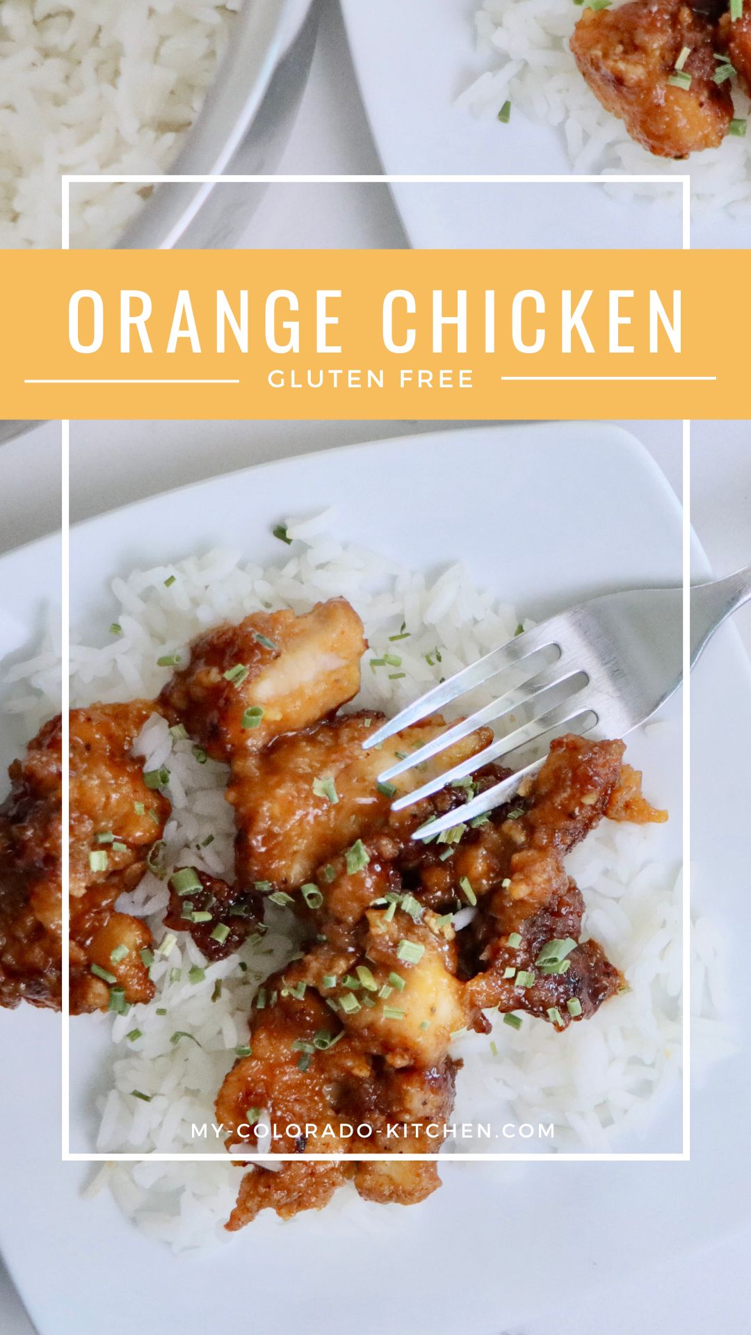 Crispy healthy orange chicken served over fluffy jasmine rice made from scratch with real ingredients