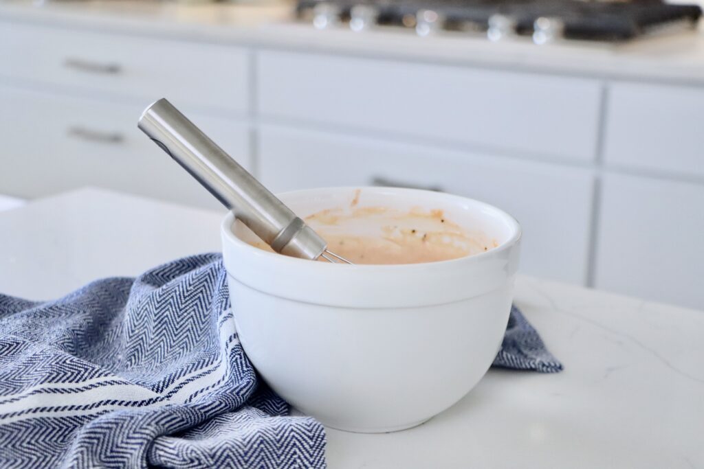 Easy homemade fry sauce recipe made from scratch with mayonnaise, ketchup, and pickle juice.
