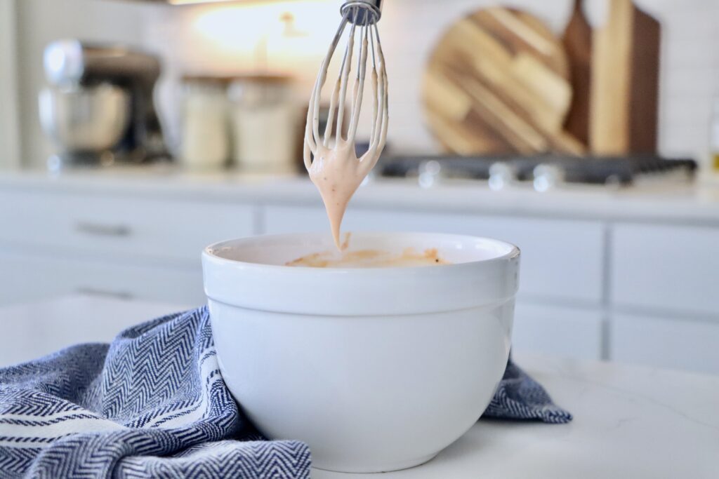 Easy homemade fry sauce recipe made from scratch with mayonnaise, ketchup, and pickle juice.