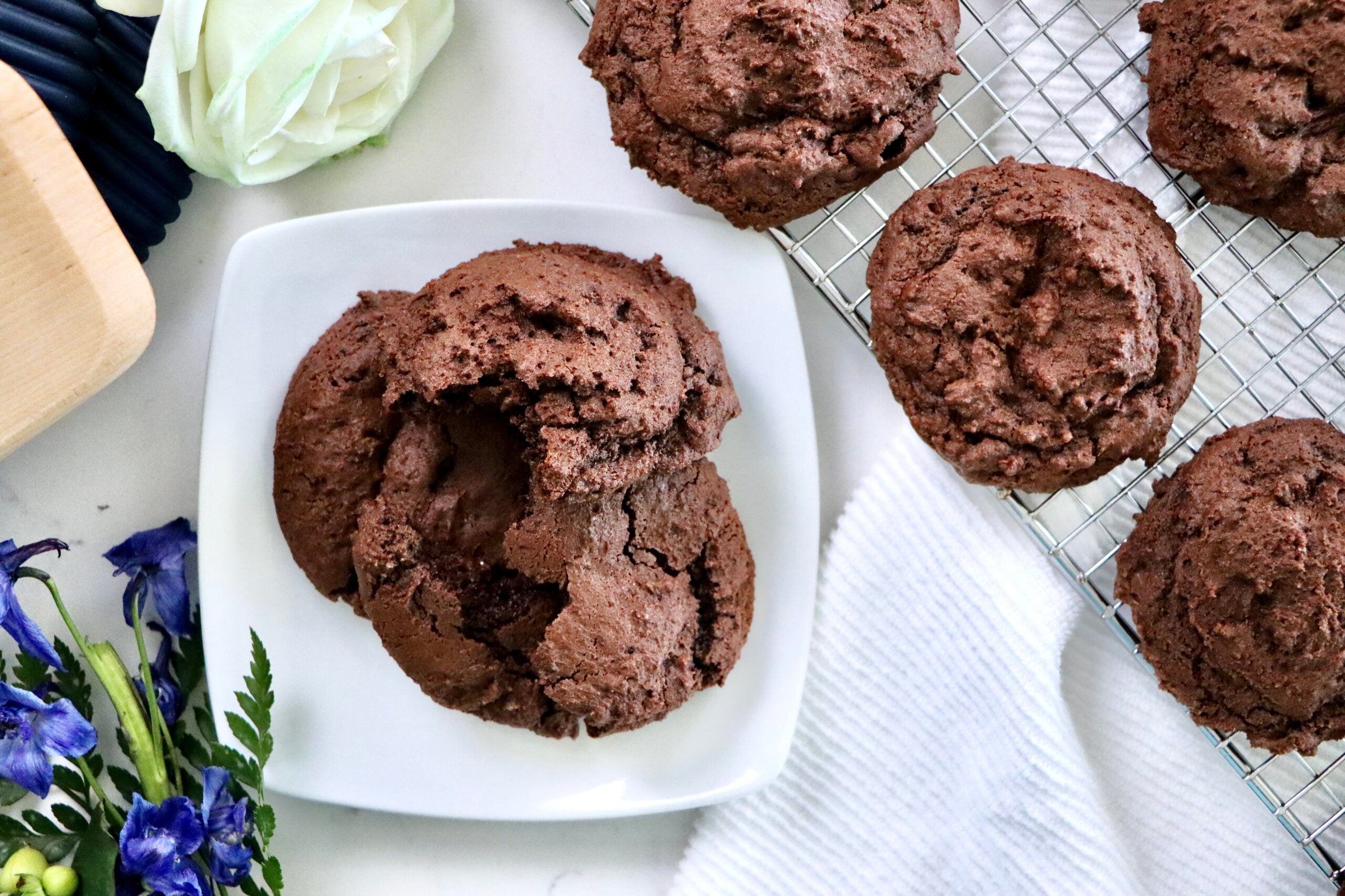 Bakery-style chocolate chocolate chip cookies with deep chocolate flavor and soft texture