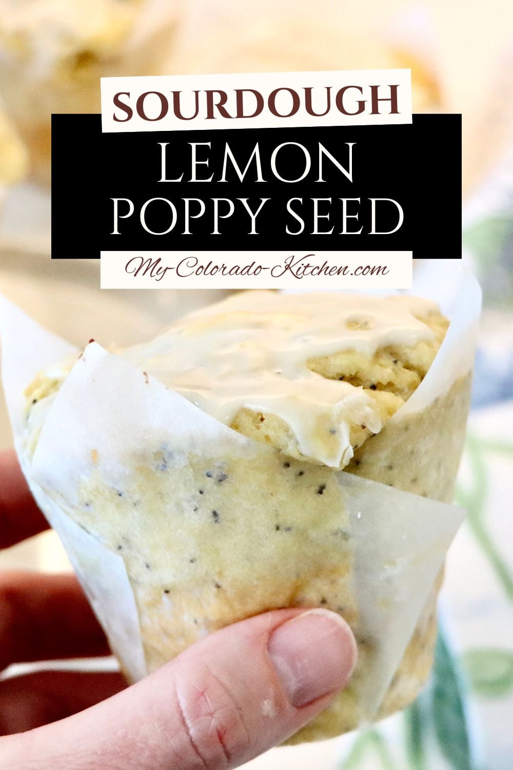 Bakery style sourdough lemon poppy seed muffins with fresh lemon zest and poppy seeds