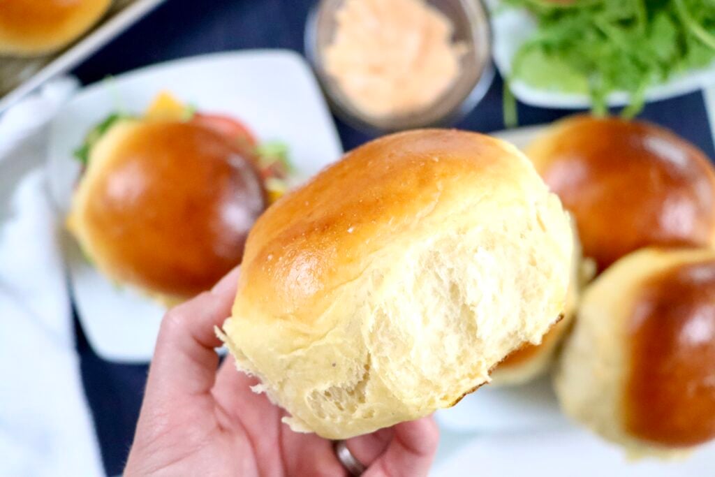 Soft bakery-style hamburger buns made from scratch at home
