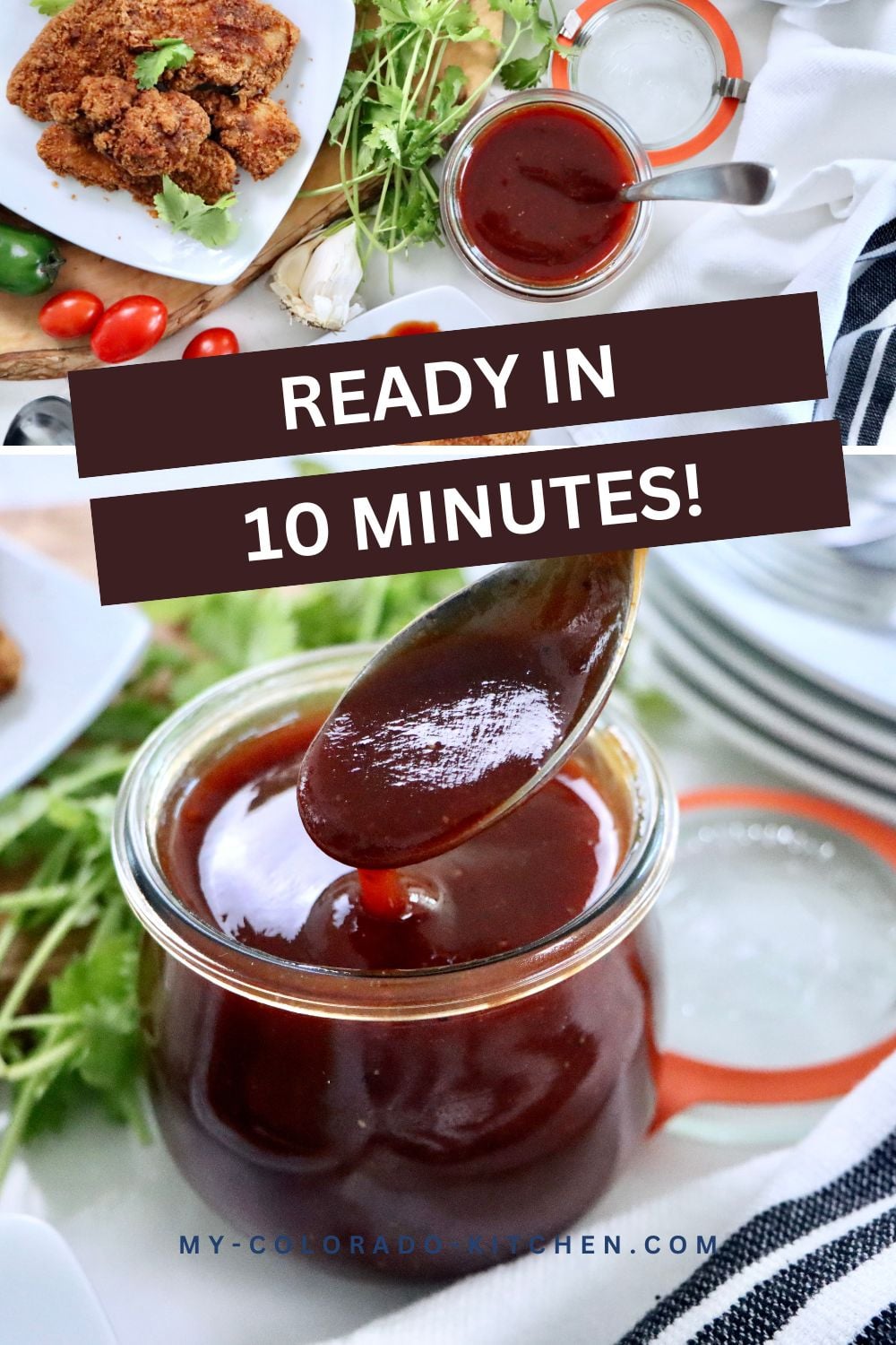 Sweet and tangy homemade barbecue sauce in a mason jar, made from scratch with simple pantry ingredients.