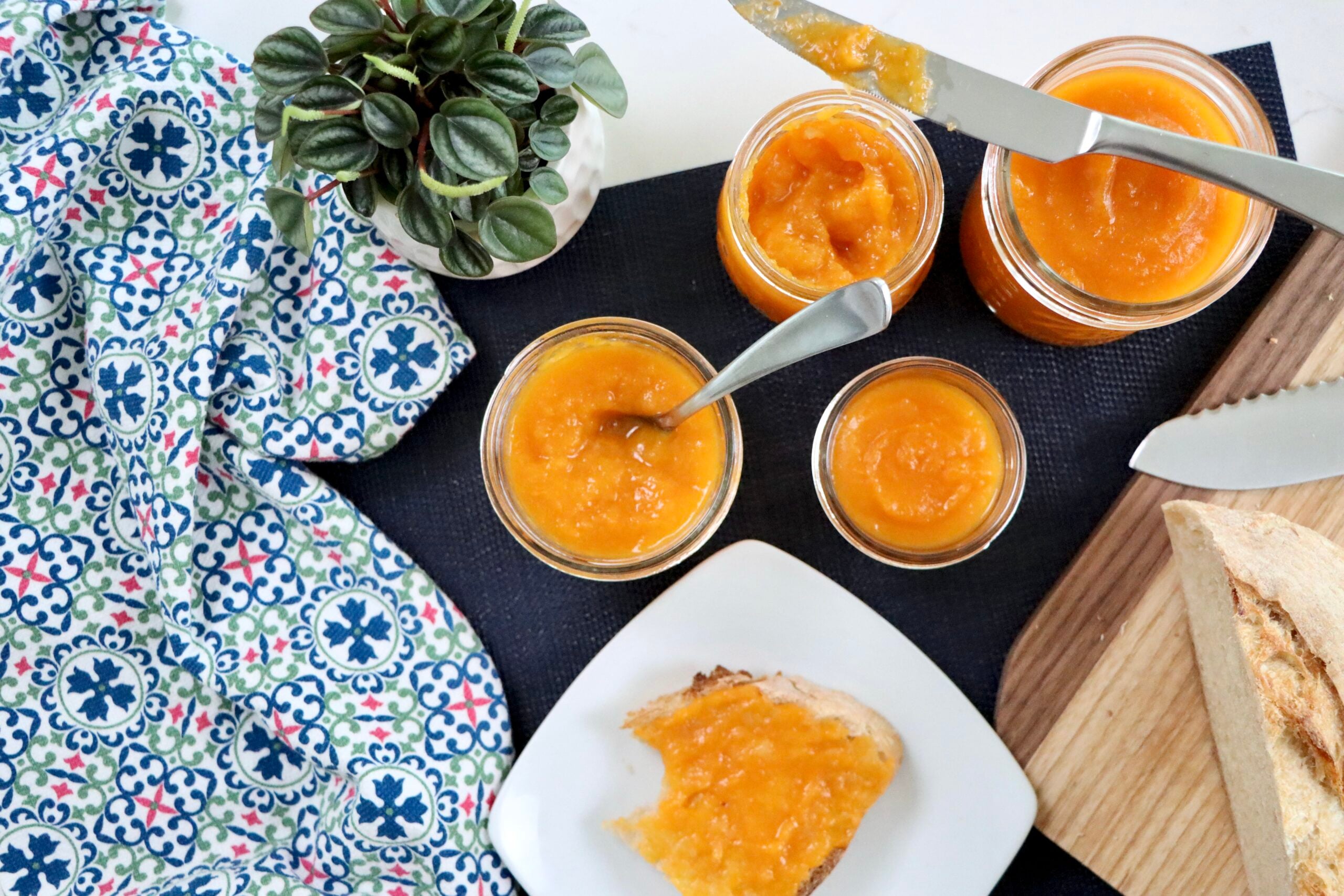 Overhead shot of apricot pineapple jam