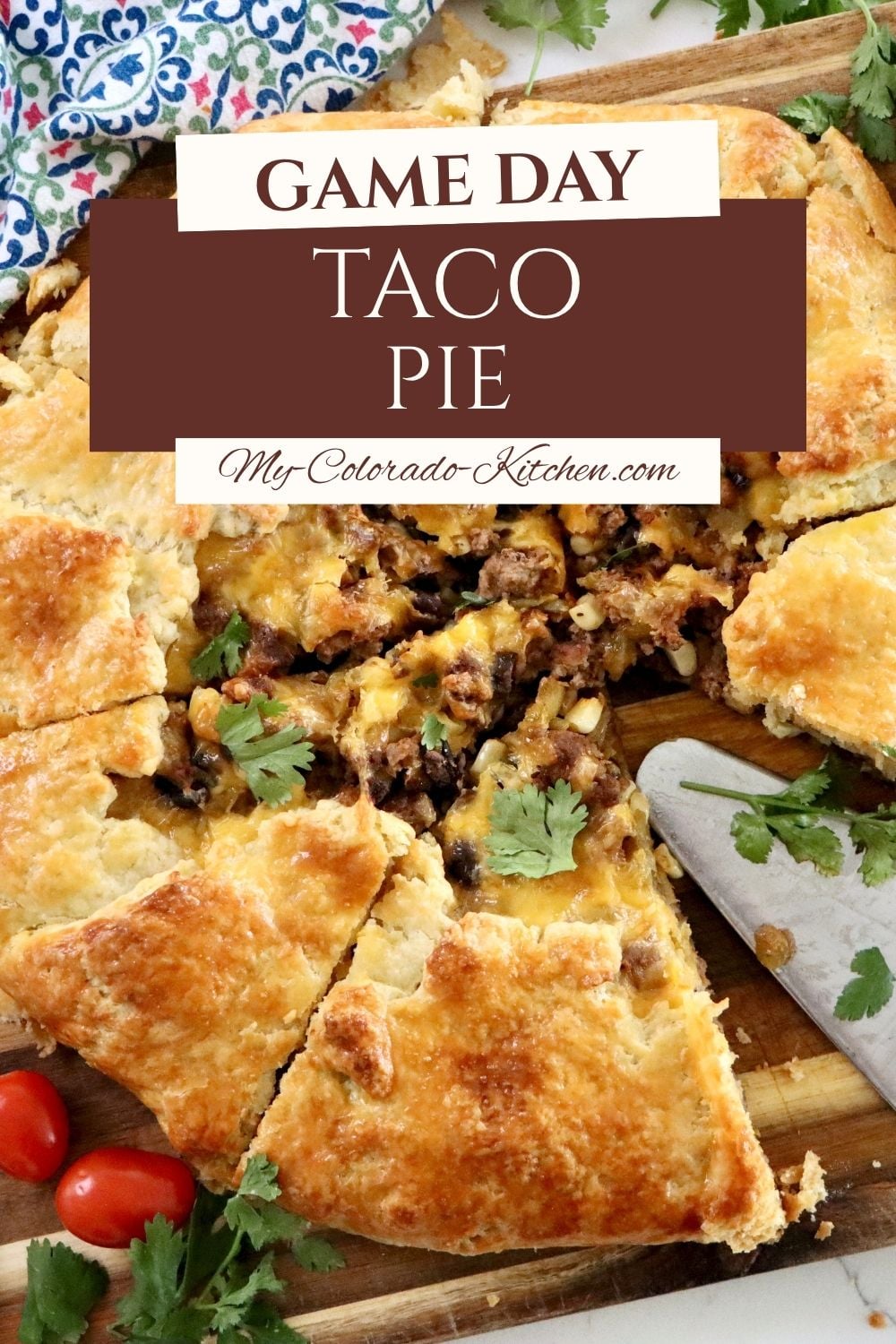 Overhead view of taco galette with folded, rustic crust edges