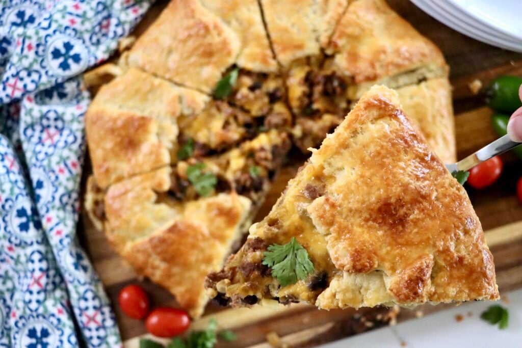 Taco galette recipe made with a flaky butter and Greek yogurt crust
