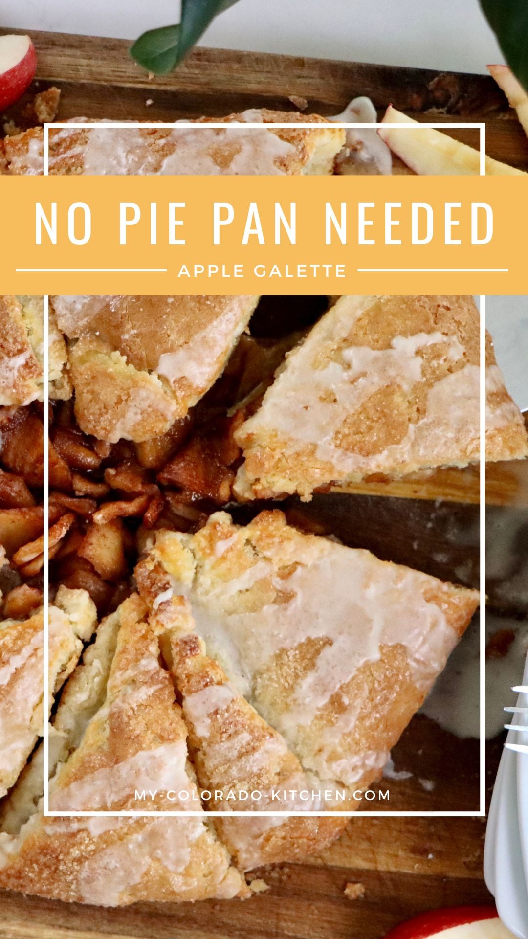 Cinnamon apple galette drizzled with vanilla glaze